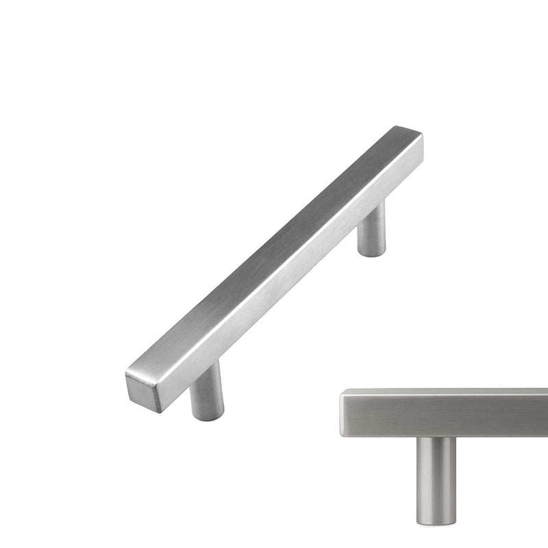 Modket Euro Bar Cabinet Handle Pull 304 Stainless Steel — 6" Overall Length, 3-3/4" (96mm) Hole Centers, Brushed Nickel— 10-Packs 6" Length (3-3/4" [96mm] Hole Center)