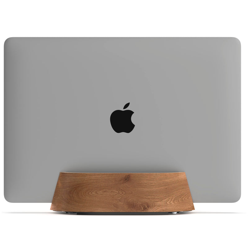 HumanCentric Vertical Laptop Stand in Black Walnut Wood, Upright Adjustable Holder and Dock, Laptop Vertical Stand Fits MacBook Pro and Other Laptops .5" to 1.5", Clamshell Compatible
