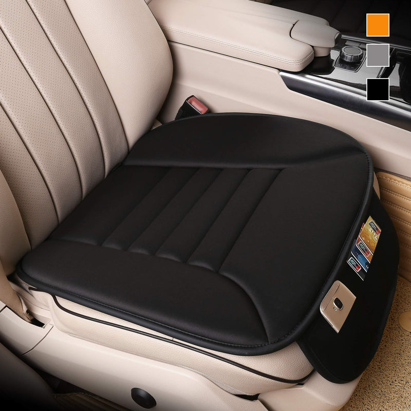 Premium Car Seat Cushion, Driver Seat Cushion with Comfort Memory Foam & Non-Slip Rubber Bottom, Car Seat Pad Works with 95% of Vehicles and Office Chair or Home (Black) Black