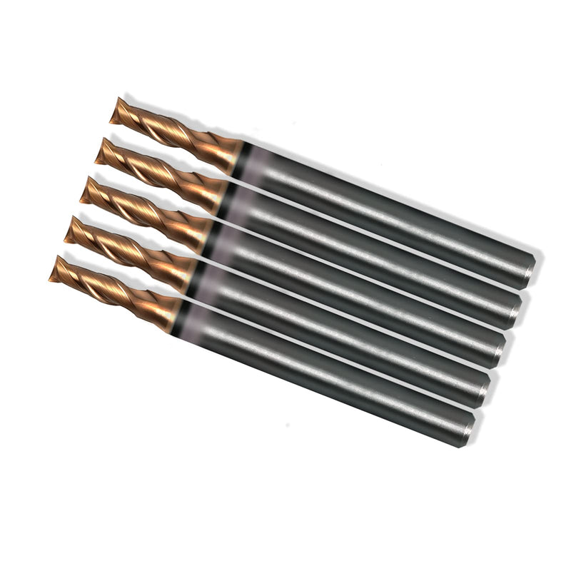 Square End Carbide Mill Set (Pack of 5) - 1/8 End Mill for Alloy Steels/Hardened Metals – 2 Flute TiAlN Coated Square Nose Milling Set for CNC Machine Milling Tools 1/8 in