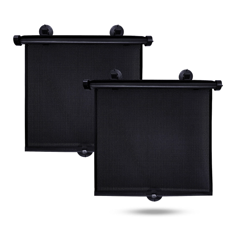 EcoNour Car Side Window Sun Shade (2 Pack) | Retractable Roller Sunshade for Kids | Baby Car Window Shades for UV and Sun Glare Protection | Baby Travel Accessories (15"x17") Medium
