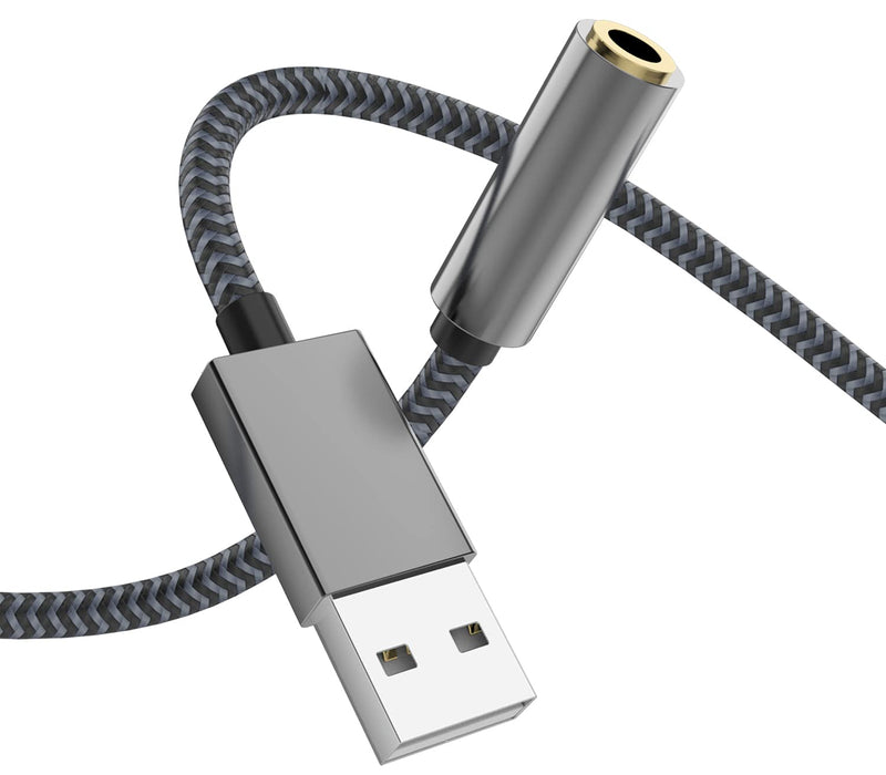 USB to Audio Jack, Morelecs USB to 3.5mm Jack Audio Adapter, USB to Aux Cable with TRRS 4-Pole Mic-Supported USB to Headphone AUX Adapter Built-in Chip External Sound Card for PS4 PC and More -3.3FT