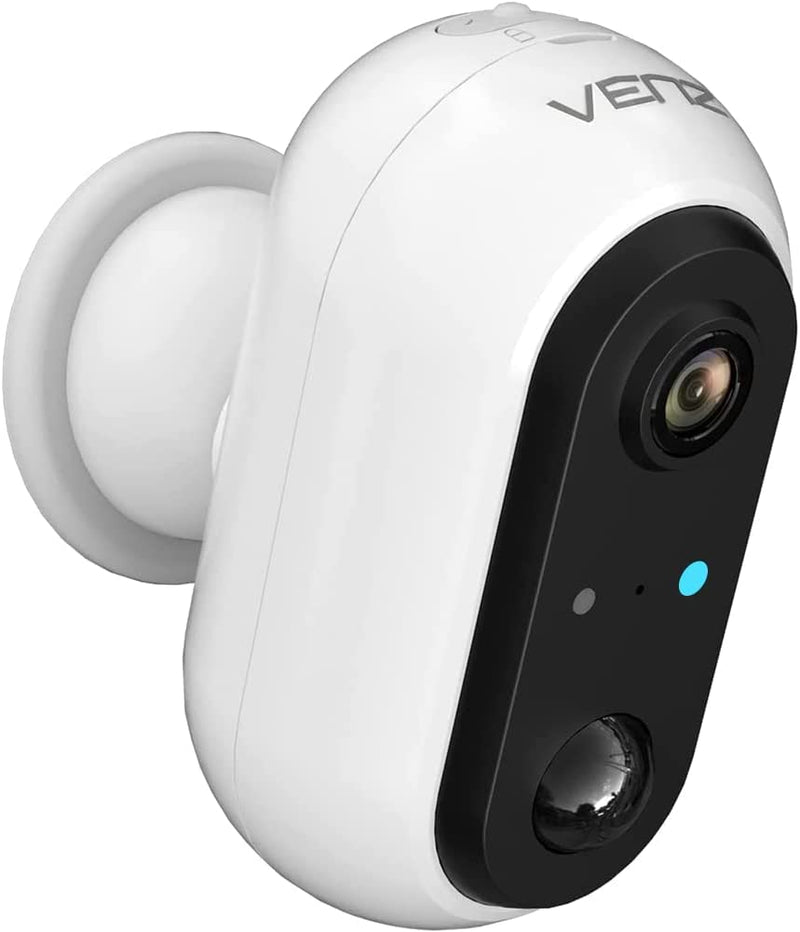 VENZ Security Camera Outdoor Wireless, IP66 Weatherproof, 1080P Battery Powered WiFi Surveillance Cameras, Night Vision, Motion Detection, 2-Way-Talk, Compatible with Alexa (White-2020)