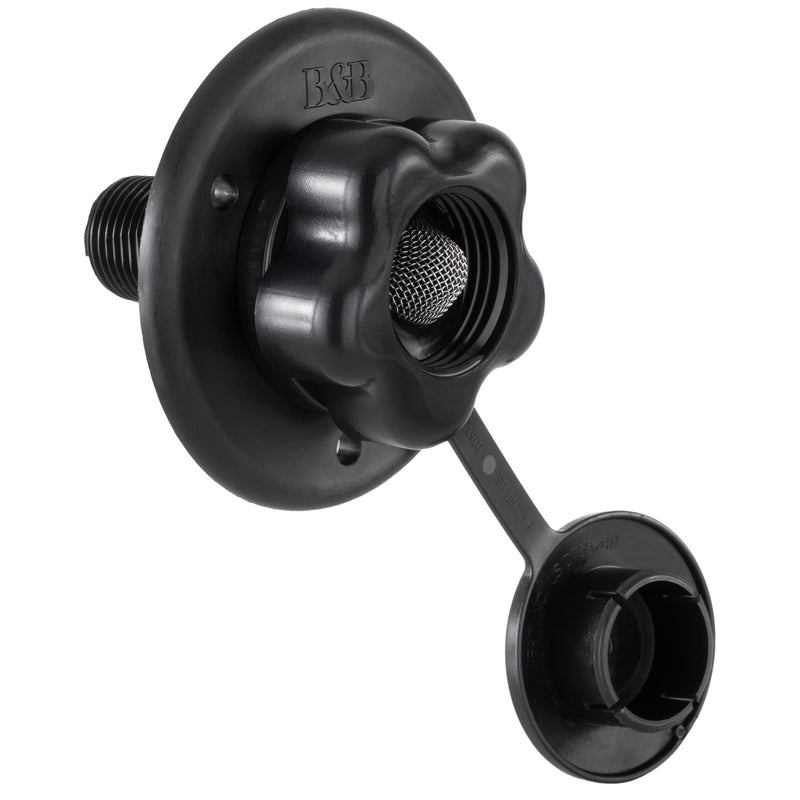 RecPro RV City Water Fill Inlet | Plastic Flange with Check Valve | Camper | Trailer | Marine (Black) | Made in USA Black