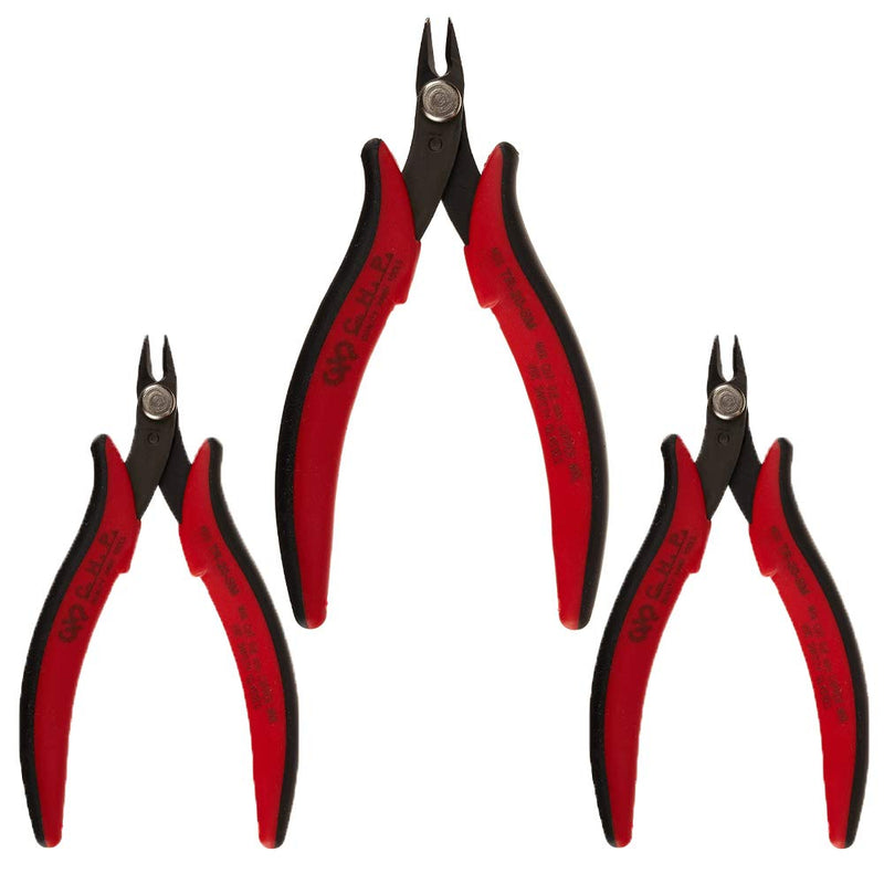 Hakko CHP TR-20-SM Slim Head Micro Soft Wire Cutter, Flush-cut, 2.0mm Hardened Carbon Steel Construction, 21-Degree Angled Jaw, 8mm Jaw Length,20 Gauge Maximum Cutting Capacity (3 Pack)