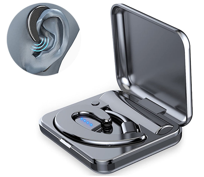 IKXO Bluetooth Headset with Mic Ear Hook Bluetooth Wireless Headphone Charging Case Lightweight Noise Cancelling Earphones Painless Wearing Earbuds for Business Work