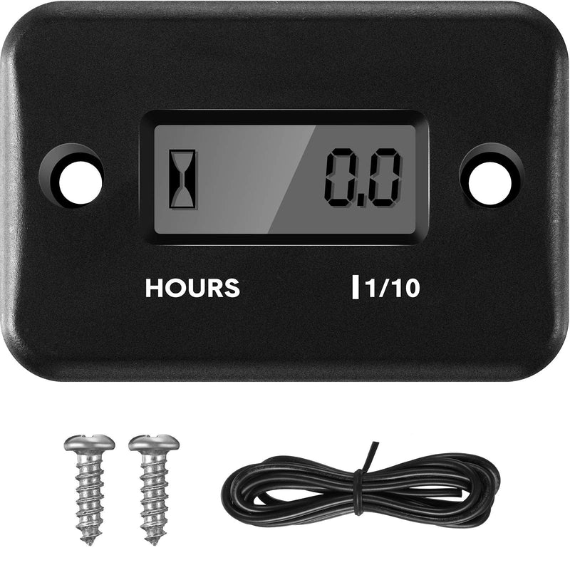 Hour Meters for Small Engines Inductive Digital Engine Hour Meter Automatically Shutdown for Gas Engine Lawn Dirt Bike Motorcycle Motocross Snowmobile Generator Karting(Black) Black