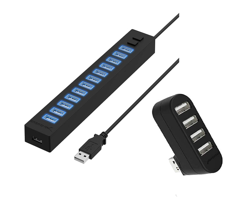 Sabrent 13 Port High Speed USB 2.0 Hub + 4-Port USB 2.0 Hub [90°/180° Degree Rotatable]
