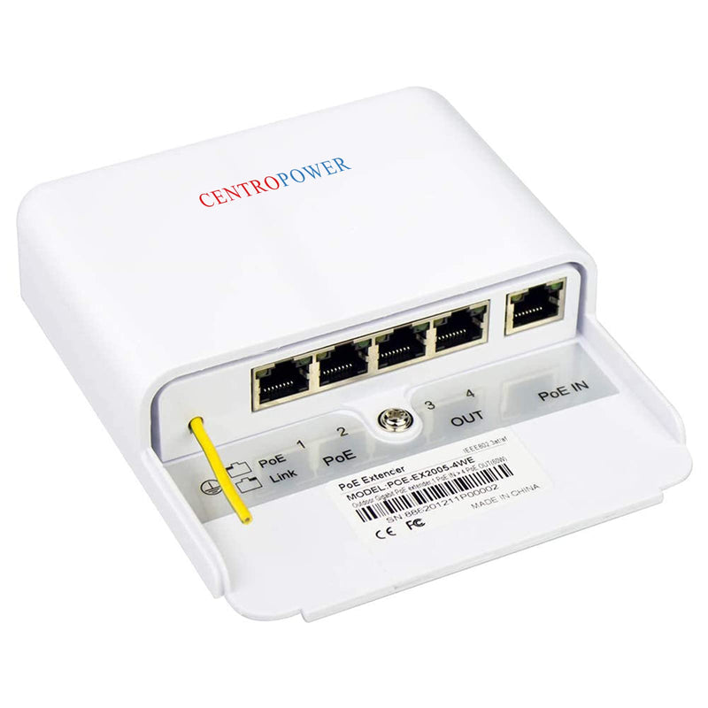 Outdoor 5 Port PoE Switch/Extender/Booster, 60W 48V 10/100/1000M POE Passthrough Switch Outdoor Ethernet Extender，PoE Repeater,6KV Lightning Protection, IEEE 802.3af/at/bt, by CENTROPOWER