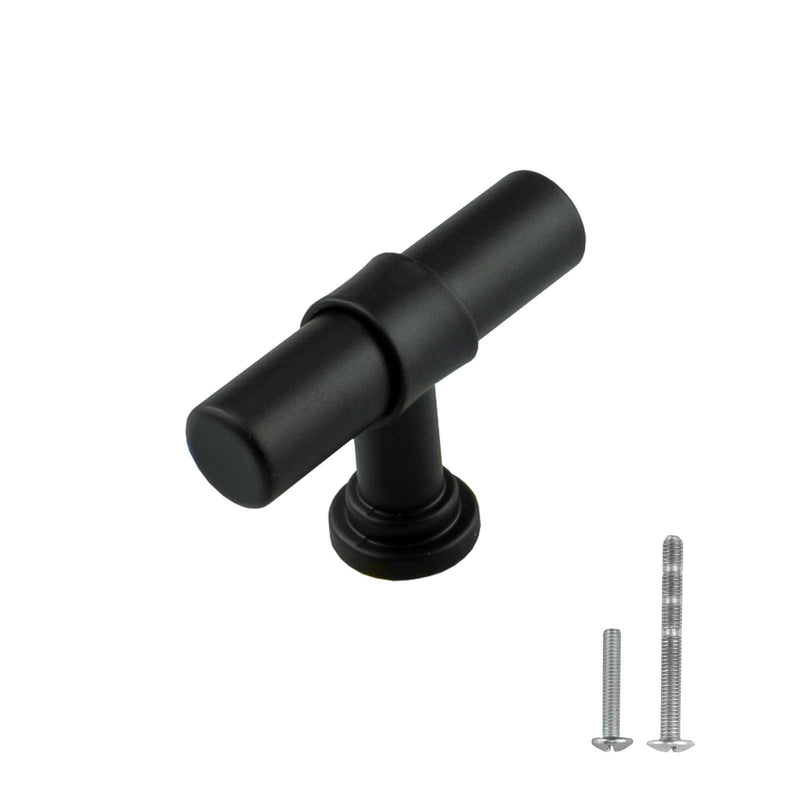 Modket 10 Pack Modern Round Bar Cabinet Handle 304 Stainless Steel 2" Knob, Matte Black