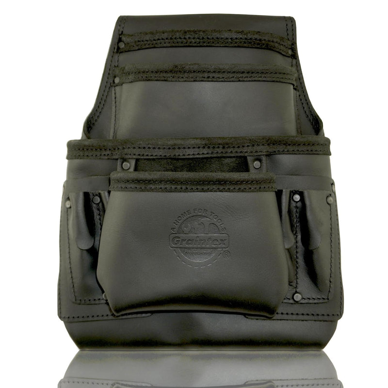 Graintex OS2744 10 Pocket Nail & Tool Pouch Top Grain Oil Tanned Leather for Framers, Constructors, Electricians, Plumbers, Handyman