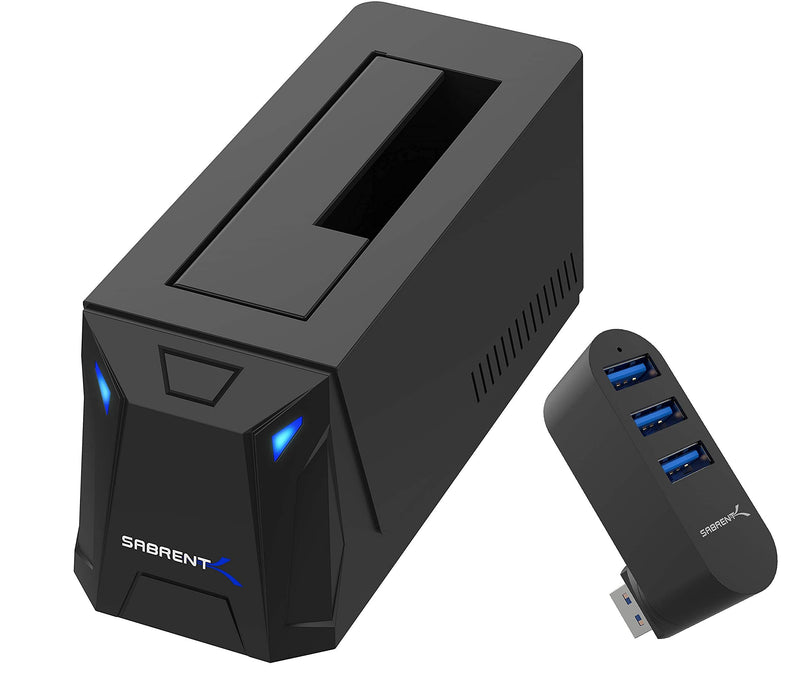 SABRENT USB 3.0 to SATA External Hard Drive Docking Station + Premium 3-Port Aluminum Mini USB 3.0 Hub