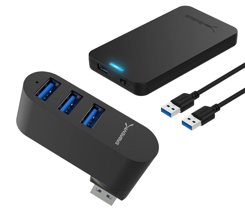 SABRENT 2.5-Inch SATA to USB 3.0 Tool-Free External Hard Drive Enclosure + Premium 3-Port Aluminum Mini USB 3.0 Hub