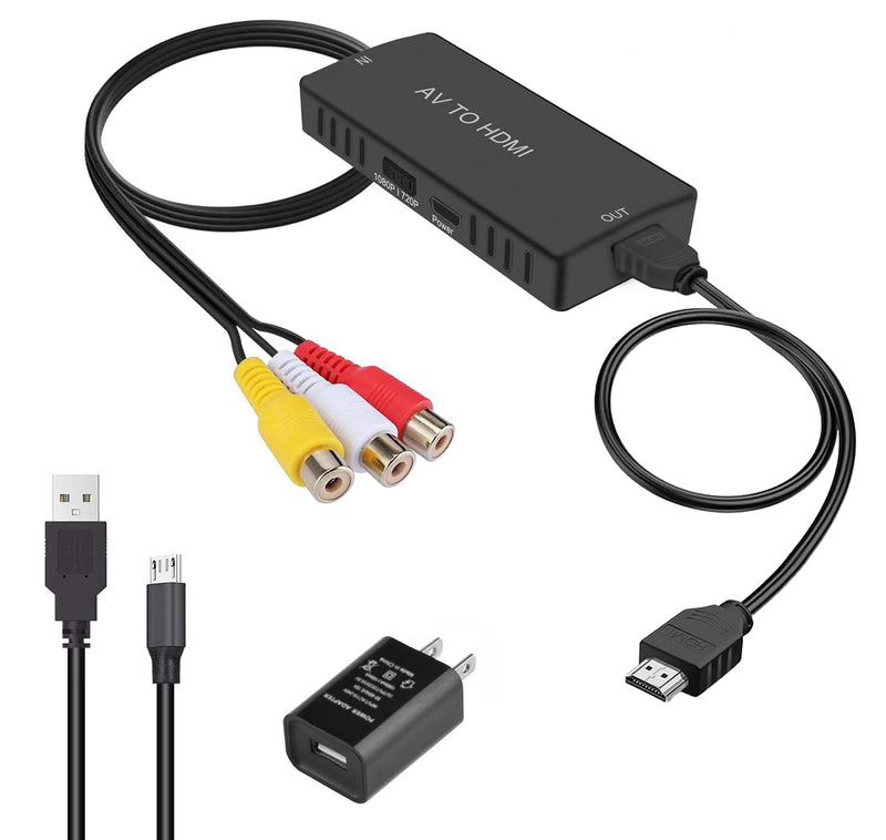 RCA to HDMI Converter AV/CVBS to HDMI Video Audio Converter for N64, PS2, PC, Laptop, Xbox, VHS, VCR, Camera DV ect. RCA to HDMI Converter