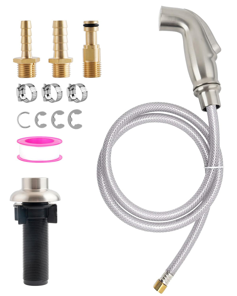 Universal Kitchen Sink Side Sprayer with Quick Side Connector Compatible with Moen Faucet Sprayer Replacement, Kitchen Sink Faucet Sprayer Attachment with Water Hose/Holder, Brushed Nickel Finish
