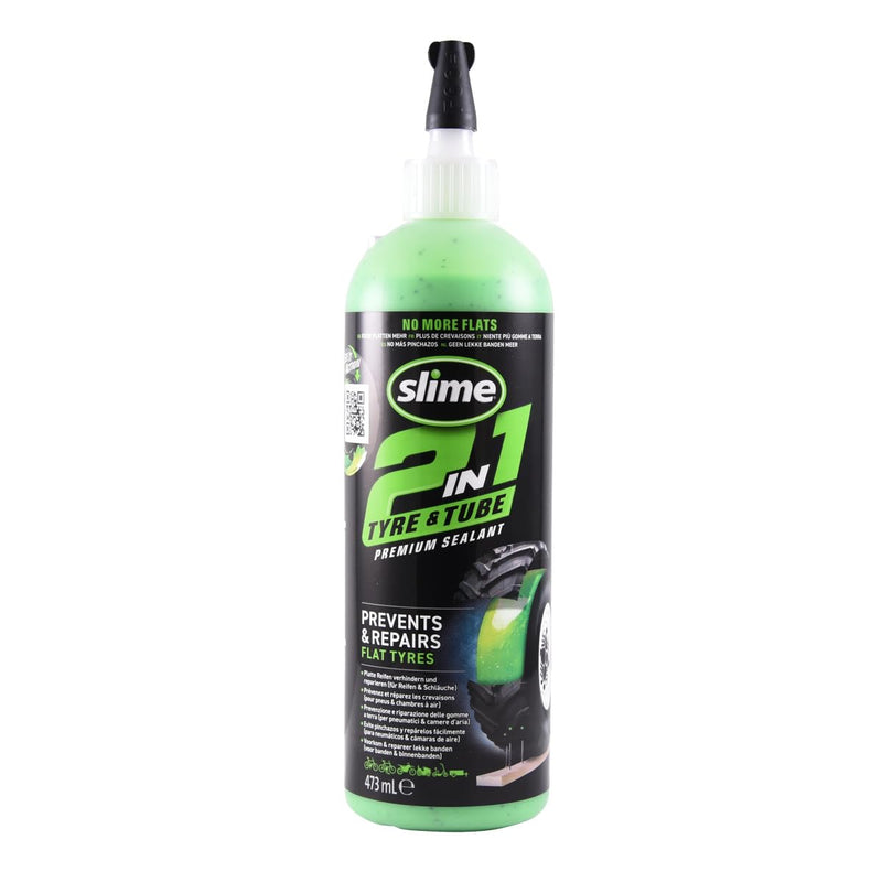 Slime 10193 Tire and Tube Sealant Puncture Repair Sealant, 2-in-1, Premium, Prevent and Repair, Suitable for Non-Highway Tires and Tubes, Non-Toxic, Eco-Friendly, 16oz Bottle 16 oz