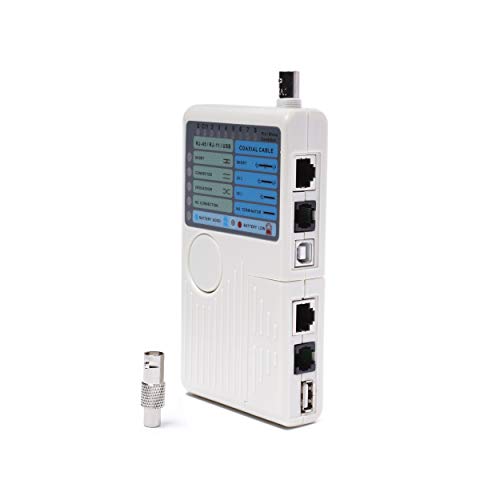 THE CIMPLE CO Universal Network Cable Tester Tool - 4-in-1 Wire Multi-Tester - Tests BNC, RJ45, RJ11, and USB Cables for Phones, Ethernet, and Audio/Video Signals
