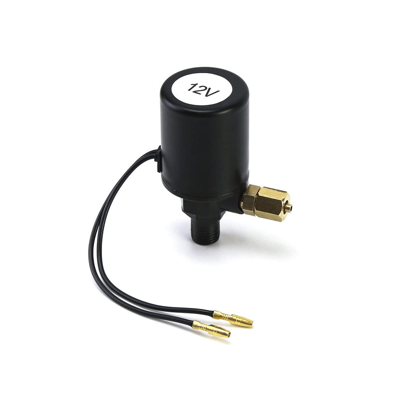 QWORK Air Horn Solenoid Valve,1/4" NPT 12V Electric Air Valve (Solenoid) for 1/4" OD Hose, Black 1/4 NPT Male-1/4 OD Hose 12V Black
