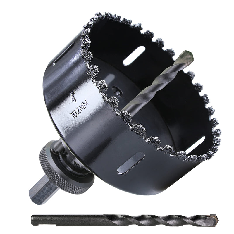 4 inch Carbide Grit Hole Saw Cutter for Hardy Plank Air Brick Stucco Drywall Fiber Cement siding Backer Board Plasterboard (102mm)4"