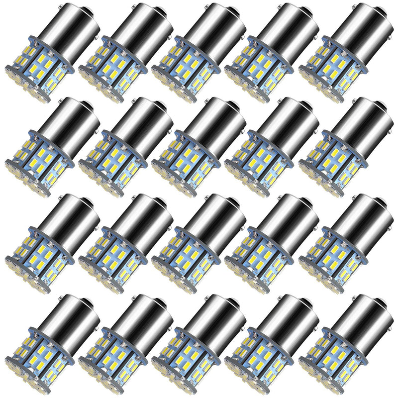 1156 1141 1003 7506 BA15S LED Bulbs Super Bright 3014 50-SMD LED Replacement for 12 Volt RV Camper Trailer Boat Trunk Interior Lights (White, 20) White