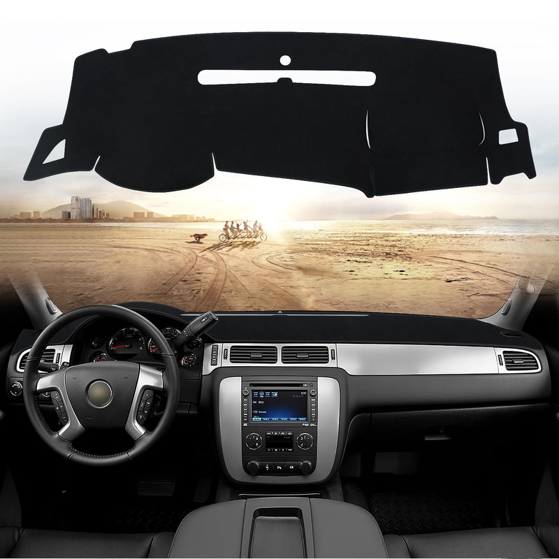 Dashboard Cover Dash Mat Compatible with GMC Sierra Chevy Silverado 2007-2013 Dash Covers - Models with Two Glove Boxes 2007-2013 Chevy Silverado