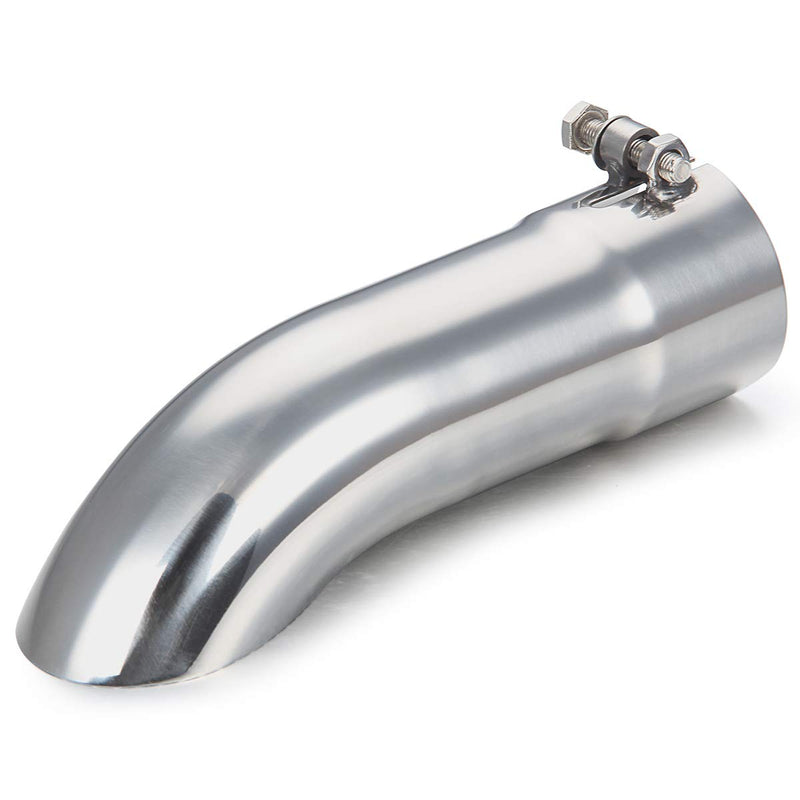 LCGP 2.5 Inch Inlet Turn Down Exhaust Tip, 2 1/2 Inch Inside Diameter Inlet, 9’’ Length Stainless Steel Turndown Exhaust Pipe Silver