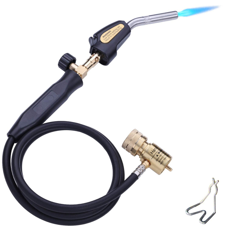 Propane Torch Hand Hose, Mapp Gas Torch,Welding Torch,Hose Length 1.5M/60"Maximum Operating Temperature 1900℃/3600℉-with Hook (Quick ignition with valve Style) Quick ignition with valve Style