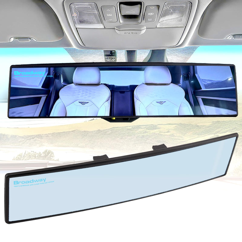 Broadway Rear view Mirror Wide Angle Panoramic Anti Glare Blindspot Accessories Universal Interior Car Convex Mirror for Car SUV Trucks Blue 300mm-Blue