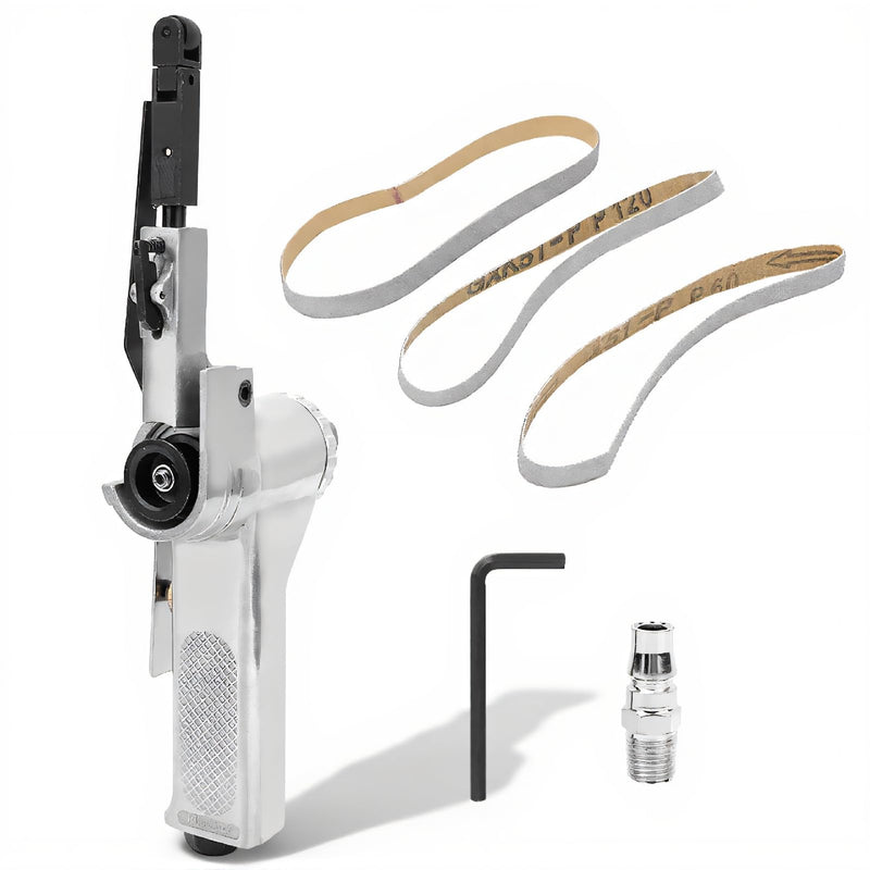 Eboxer Air Belt Sander, 10mm Pneumatic Belt Sander 3/8" x 13" with 3pcs Belts, File Sander for Cutting and Grinding, Air Grinding Polishing Tool for Wood Glass Metal