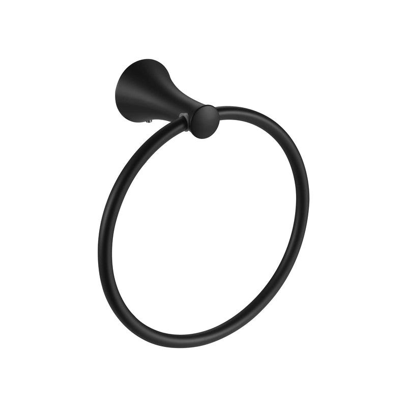 PARLOS Towel Ring Round Closed 7" Diameter for Bathroom & Kitchen | Wall Mount, Brass with Zinc alloy base construction Matte Black