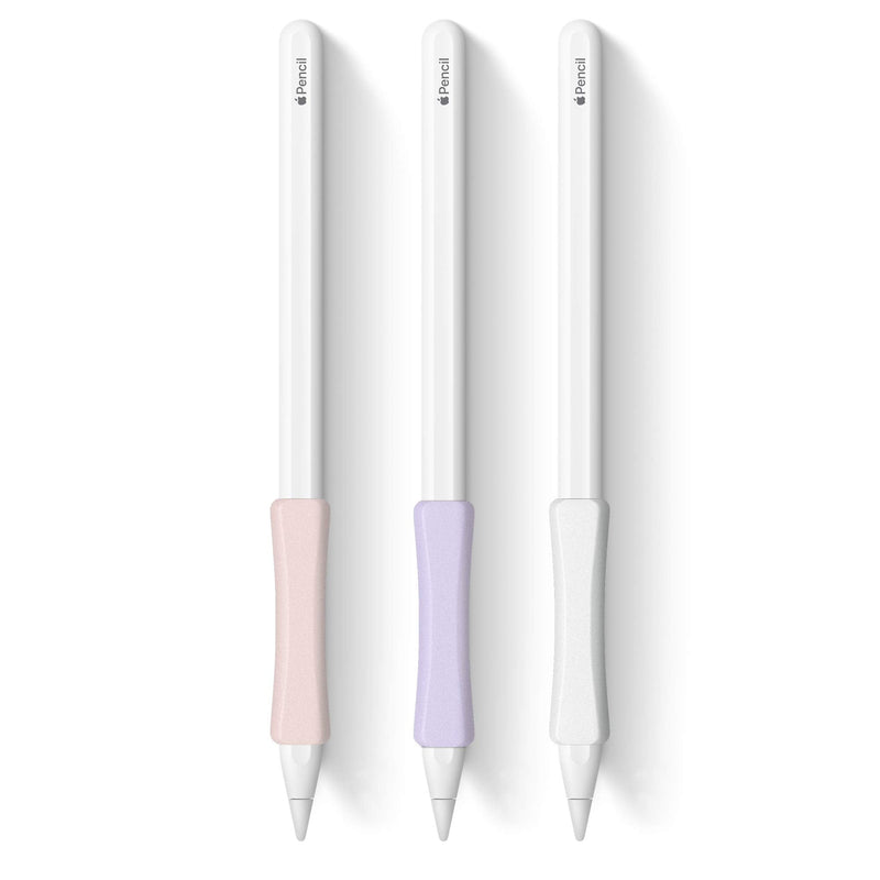 3 Pack iPencil Grips Case Cover Silicone Sleeve Holder Compatible with Apple Pencil (USB-C)&Apple Pencil (2nd Generation),iPad Pro 11 12.9 inch 2018(White, Pink, Purple) White, Pink, Purple