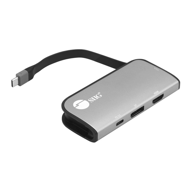 SIIG USB-C MST Hub with PD 3.0, USB-C to DP/HDMI/VGA, Single 4K30+Dual 1080p or Triple 1080p Video outputs, PD 100W, for Windows and Chromebook laptops (DP Alt Mode) NOT for Mac OS (CB-TC0G11-S1)