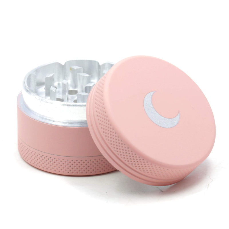Brando Moon 1.5 inch Pink with White Moon Kitchen Crusher - 3 Piece Small Metal Manual Crusher (Upgraded Version)