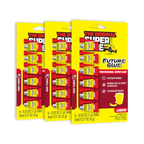 Super Glue - Future Glue Liquid - 6 Mini Single Use Tubes - (Pack of 3) 1 Gram