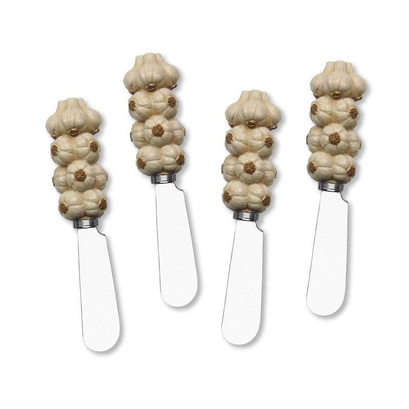 UPware Garlic Cheese Spreaders, Hand-Painted Resin Handles with Stainless Steel Blades for Spreading Cream Cheese, Butter, Jam, or Sandwich, Set of 4