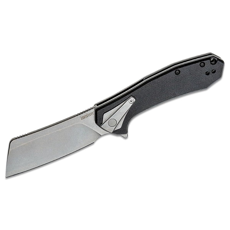 Kershaw Bracket Pocketknife, 3.4" 8Cr13MoV Stainless Steel Cleaver Blade, Assisted One-Handed Flipper Opening, Folding EDC, Frame Lock