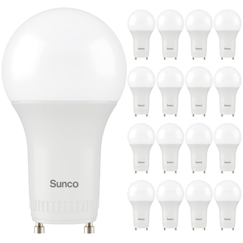 Sunco 16 Pack GU24 LED Bulb A19, 2 Prong Light Bulbs, 800 LM, 9W (60W Equivalent), 2700K Soft White, Dimmable, Twist & Lock GU24 Pin Base, CRI91, Instant On UL