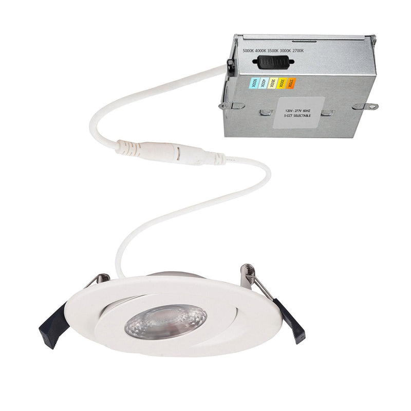WAC Lighting Lotos 4in LED Round Adjustable Recessed Light 5-CCT Selectable 9W 700 Lumens IC-Rated Airtight 120V-277V Universal in White 4in (Single Light)