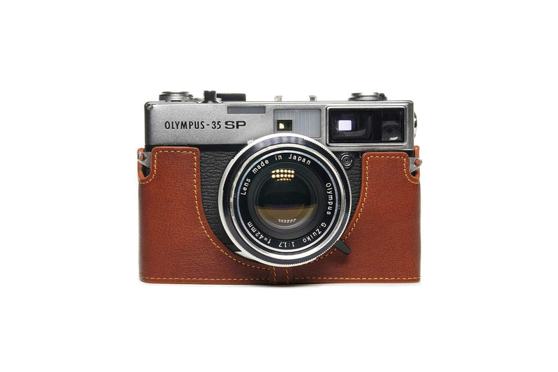 35 SP Case, BolinUS Handmade Genuine Real Leather Half Camera Case Bag Cover for Olympus 35 SP Camera with Hand Strap (LavaBrown) LavaBrown