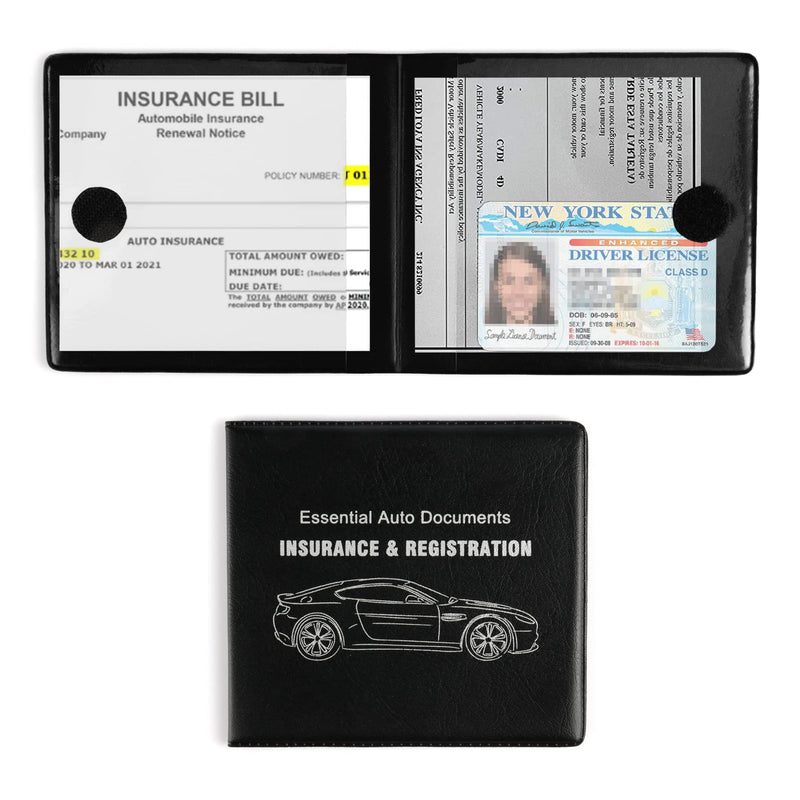 UYYE Car Registration and Insurance Card Holder, Vehicle Glove Box Car Organizer, Interior Car Accessories for Documents, Cards, License - 2 Pack black1