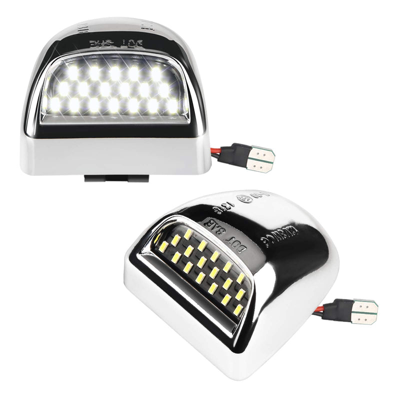 LED License Plate Light Lamp Assembly Chrome Housing Compatible with 1999-2013 Chevy Silverado GMC Sierra Suburban Avalanche Tahoe Yukon 6000K White, Pack of 2 1999-2013 Chrome housing