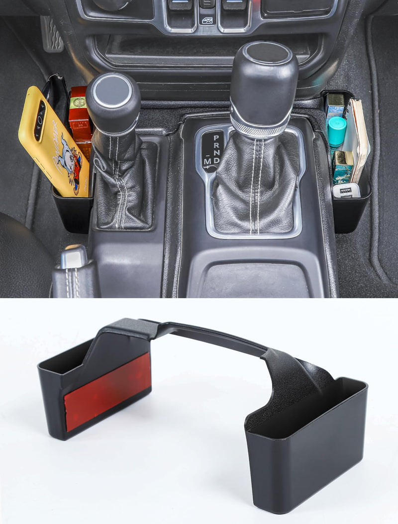 Savadicar GT-2 Shifter Storage Box, Gear Shift Console Side Tray Organizer Compatible with 2018-2025 Jeep Wrangler JL JLU 4XE & Gladiator JT, Interior Storage Accessories, Black, 1 PC Standard No Pattern