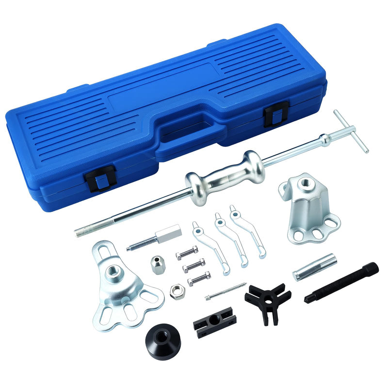 ATPEAM 9-Way Slide Hammer Puller Set | Front Wheel Hub Bearing Remover & Rear Wheel Axle Hub Dent Shaft Puller Tool Kit 19pcs Polished Chrome Finish Slide Hammer