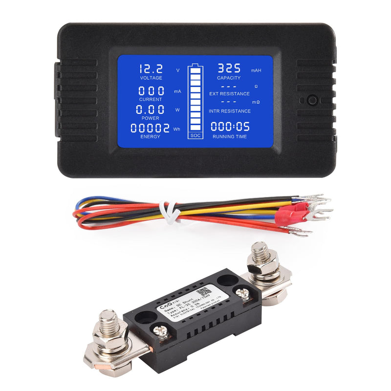DC Multifunction Battery Monitor Meter with Shunt,0-200V,0-300A, LCD Display Digital Current Multimeter Voltmeter Ammeter for Cars RV Solar,Widely Applied to 12V/24V/48V RV/Car Battery… DC 300A Battery Meter