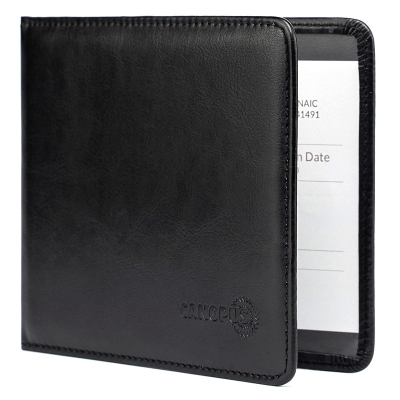 CANOPUS Car Registration and Insurance Holder, PU Leather Card Holder, Vehicle Glove Box Organizer for Auto, SUV, Truck and Motorcycle, Black