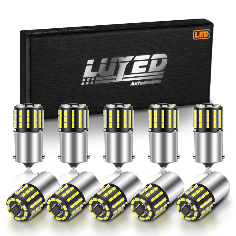 LUYED 1156 LED Bulb 6500K White Super Bright Low Power LED Back Up Reverse Lights,BA15S 1141 1003 7506 P21W LED Replacement for Tail Light,RV Lights,Side Marker Lights,Pack of 10