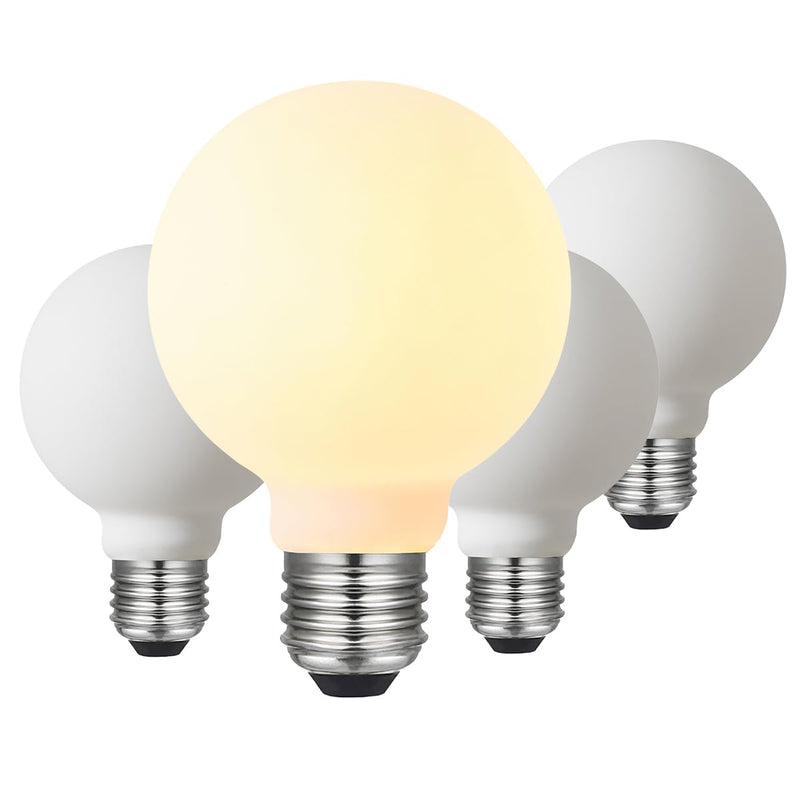 Liii&ARTMAN LED Light Bulb G25/G80 Dimmable Flick-Free Matt Porcelain White 120V 6W 2700K CRI95 High Color Accuracy Light Globe, 550LM, 55W Equivalent Edison Bulb 4-Pack Opal 2700k E26