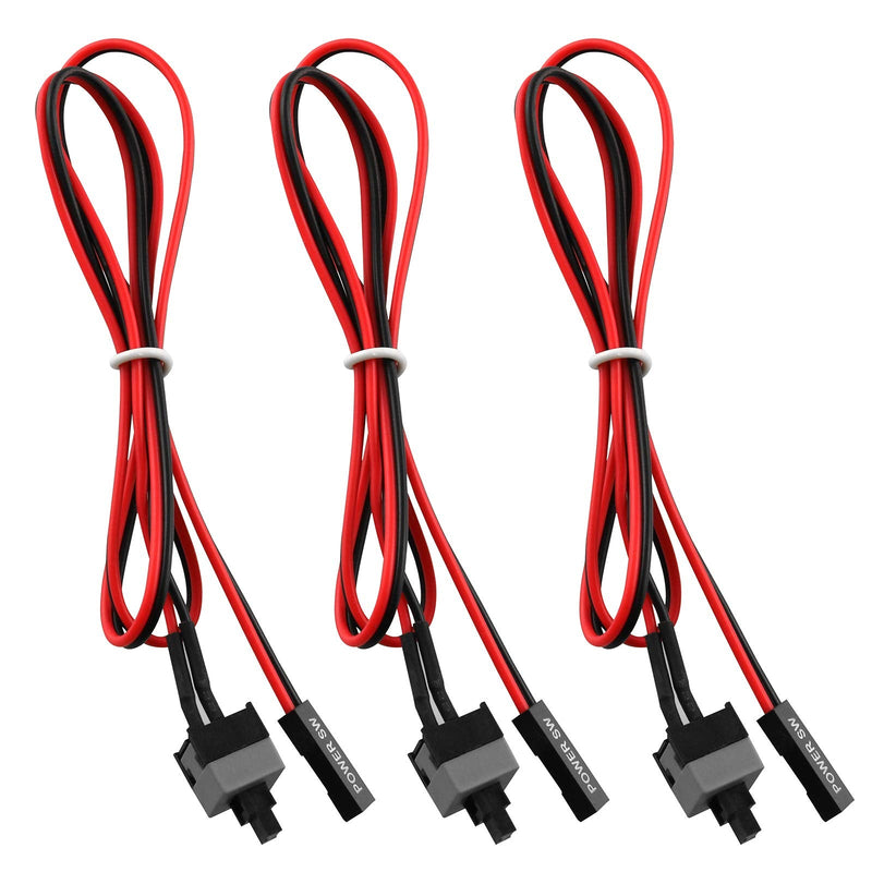3PCS PC Motherboard Computer PC Protective 2-Pin SW Computer Switch Cord, Switch Power Cord with On Off Button
