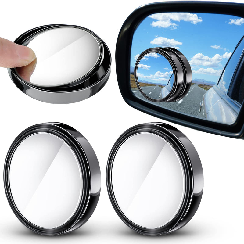 4 Pcs Blind Spot Mirrors 360 Degree 2 Inch Car Rear View Adjustable Wide View Angle Black Round Glass Convex Mirrors Adjustable with Frame for Car SUV Truck Accessories