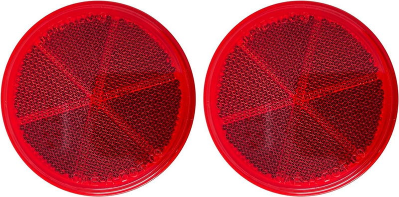 [ALL STAR TRUCK PARTS] Class A 3" Round Reflector Strong Stick-on - RED/AMBER for Trailers, Trucks, Automobiles, Mail Boxes, Boats, SUV's, RV's, Industrial Applications (2x Red) 2x Red